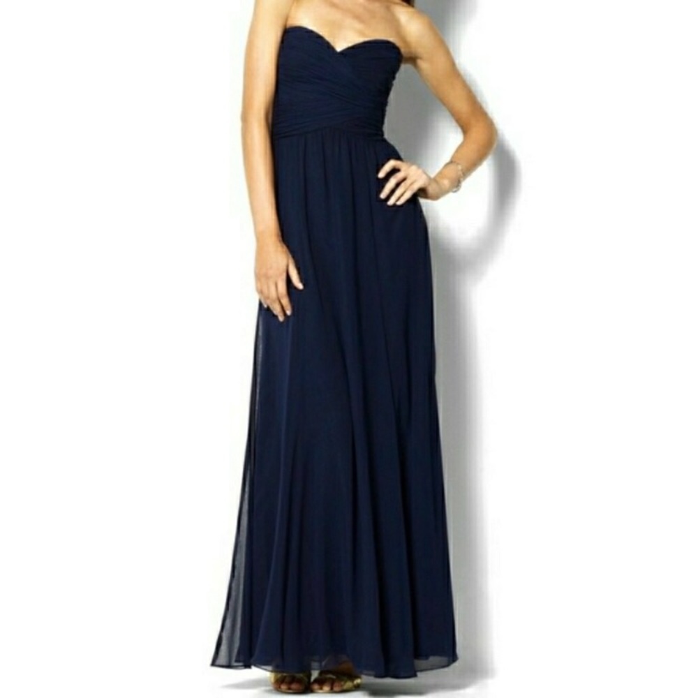 Ralph Lauren Strapless Navy Formal Dress